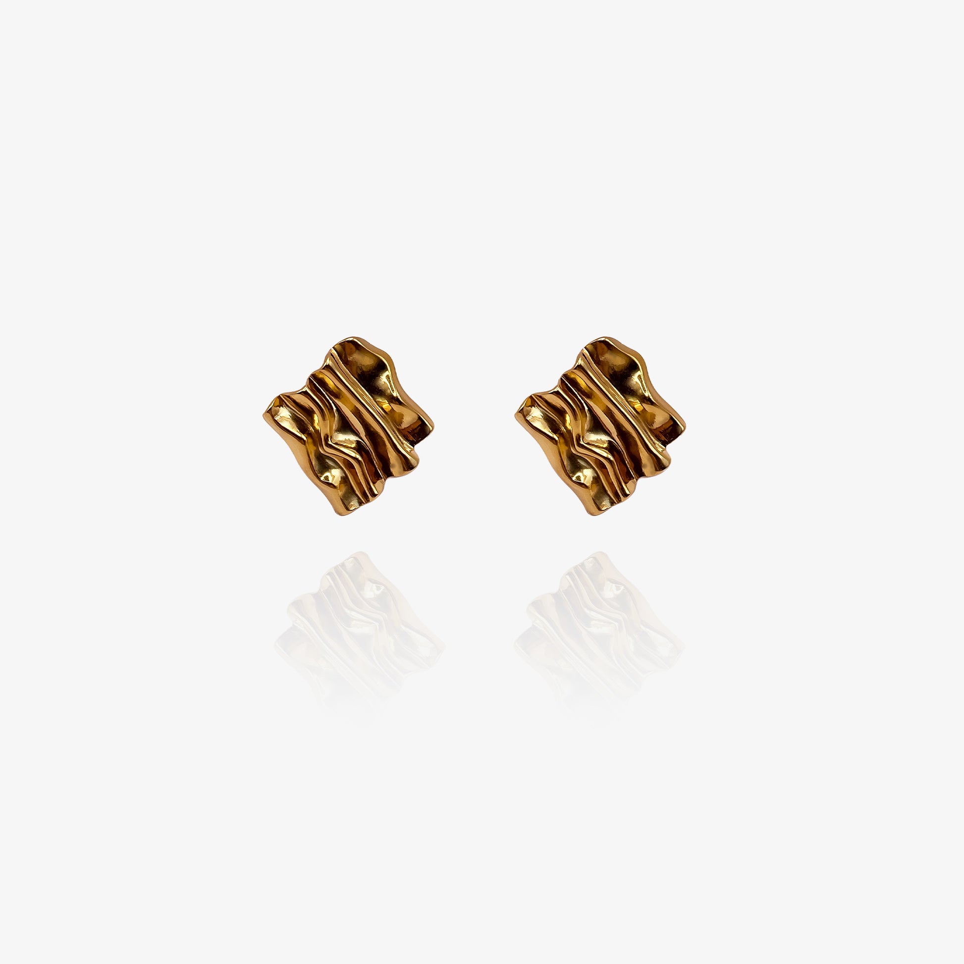 Pair of gold earrings on a white background