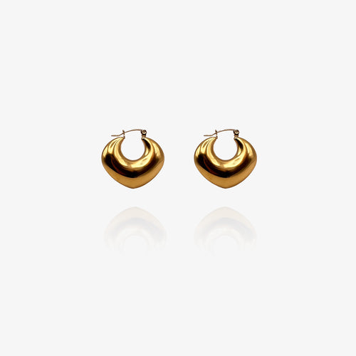 Pair of gold hoop earrings on a white background
